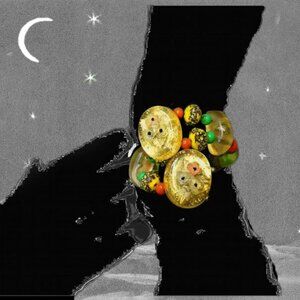 Vintage Lucite Tropical Fruit Salad Beaded Wrap Bracelet Retro Style